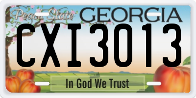 GA license plate CXI3013