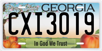 GA license plate CXI3019
