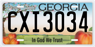GA license plate CXI3034