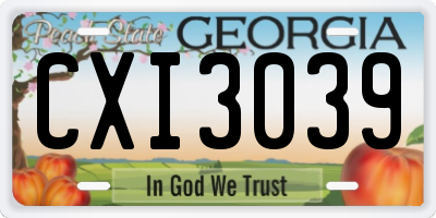 GA license plate CXI3039