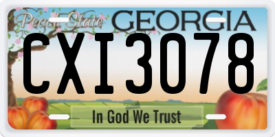 GA license plate CXI3078