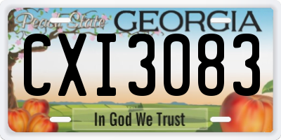 GA license plate CXI3083