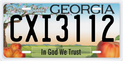 GA license plate CXI3112