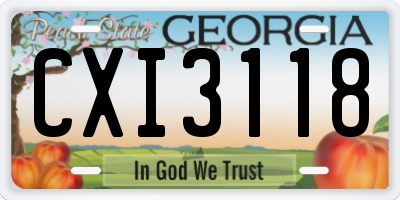 GA license plate CXI3118