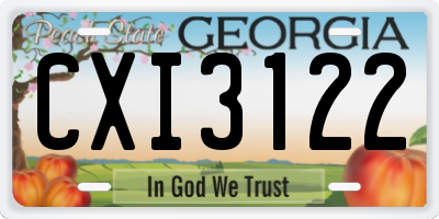 GA license plate CXI3122