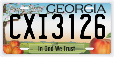 GA license plate CXI3126