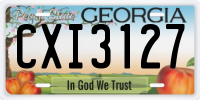 GA license plate CXI3127