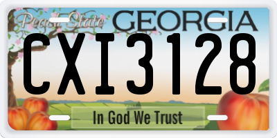 GA license plate CXI3128