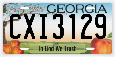 GA license plate CXI3129