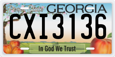 GA license plate CXI3136