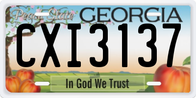 GA license plate CXI3137