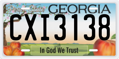 GA license plate CXI3138