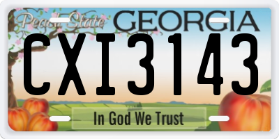 GA license plate CXI3143