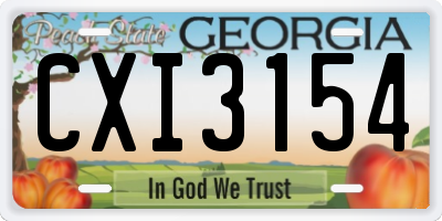 GA license plate CXI3154
