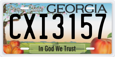 GA license plate CXI3157