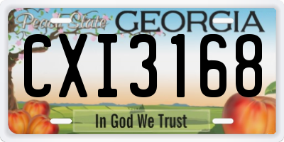 GA license plate CXI3168