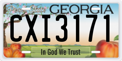 GA license plate CXI3171