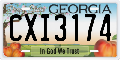GA license plate CXI3174