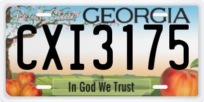 GA license plate CXI3175