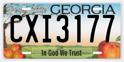 GA license plate CXI3177