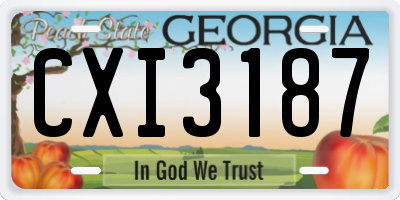 GA license plate CXI3187