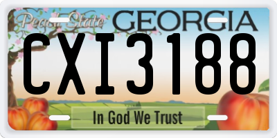 GA license plate CXI3188