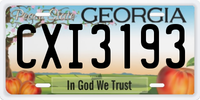 GA license plate CXI3193