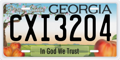 GA license plate CXI3204