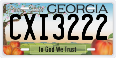 GA license plate CXI3222