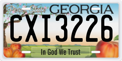GA license plate CXI3226