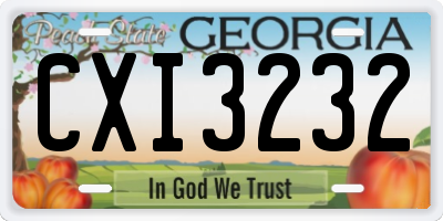 GA license plate CXI3232