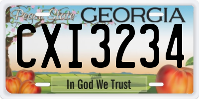 GA license plate CXI3234