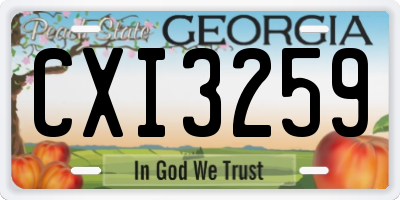 GA license plate CXI3259