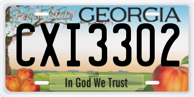GA license plate CXI3302