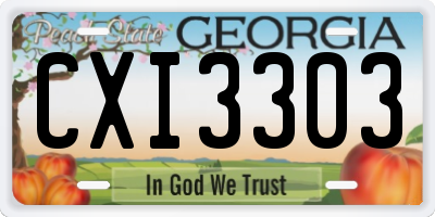 GA license plate CXI3303