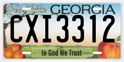 GA license plate CXI3312