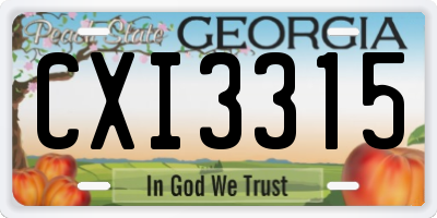 GA license plate CXI3315