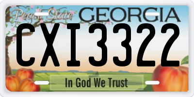 GA license plate CXI3322