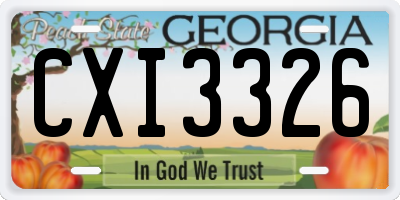 GA license plate CXI3326