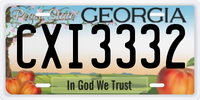 GA license plate CXI3332