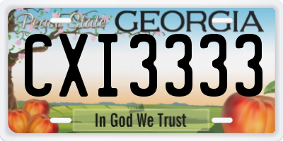 GA license plate CXI3333