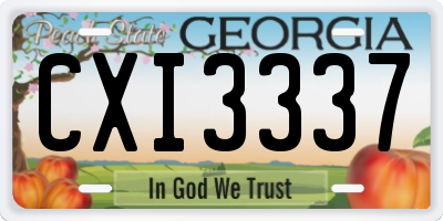 GA license plate CXI3337