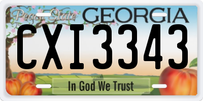 GA license plate CXI3343
