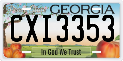 GA license plate CXI3353