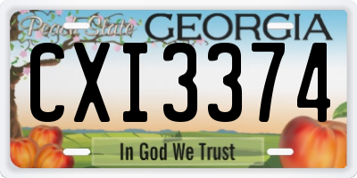 GA license plate CXI3374
