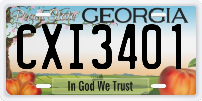GA license plate CXI3401