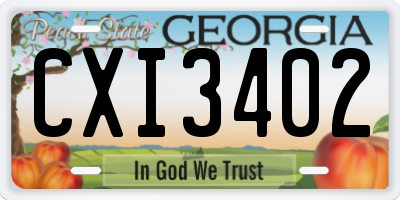 GA license plate CXI3402
