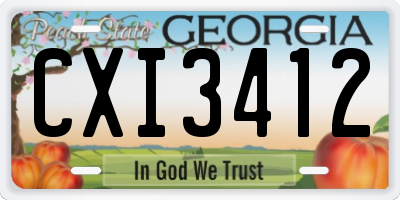 GA license plate CXI3412