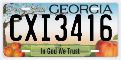 GA license plate CXI3416