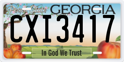 GA license plate CXI3417